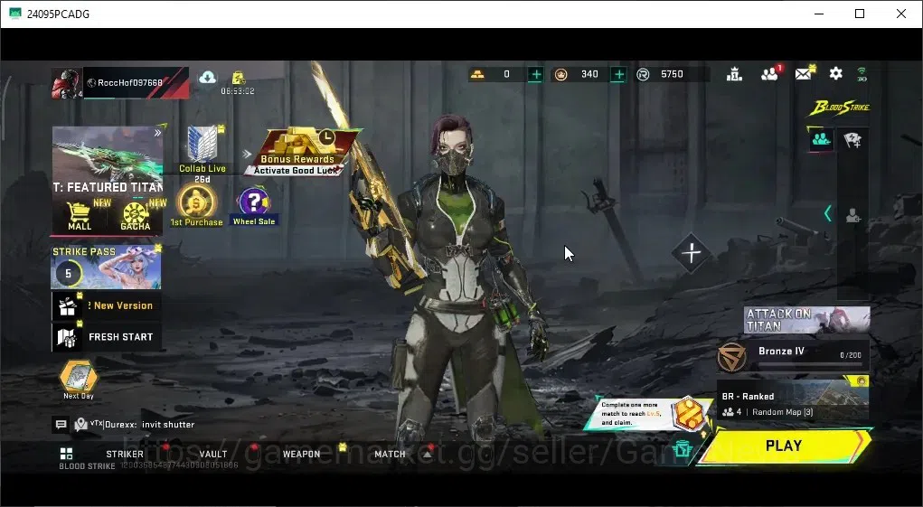 Blood Strike Accounts Starter ASIA|Starter|Eternal AUG|1 Ultra Loot Crate|4 Legendary (M4A1,Kala,P90 & Loot Crate)|Log 1