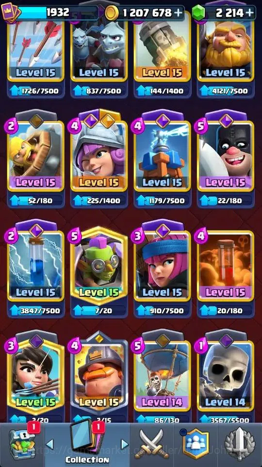 Clash Royale Accounts High-End Global |KTL 16 | Trophy 11133 | 20 Max Card | 3 Hero | 28 Evo |8 Champ Card |Arena 26 | 2214 17