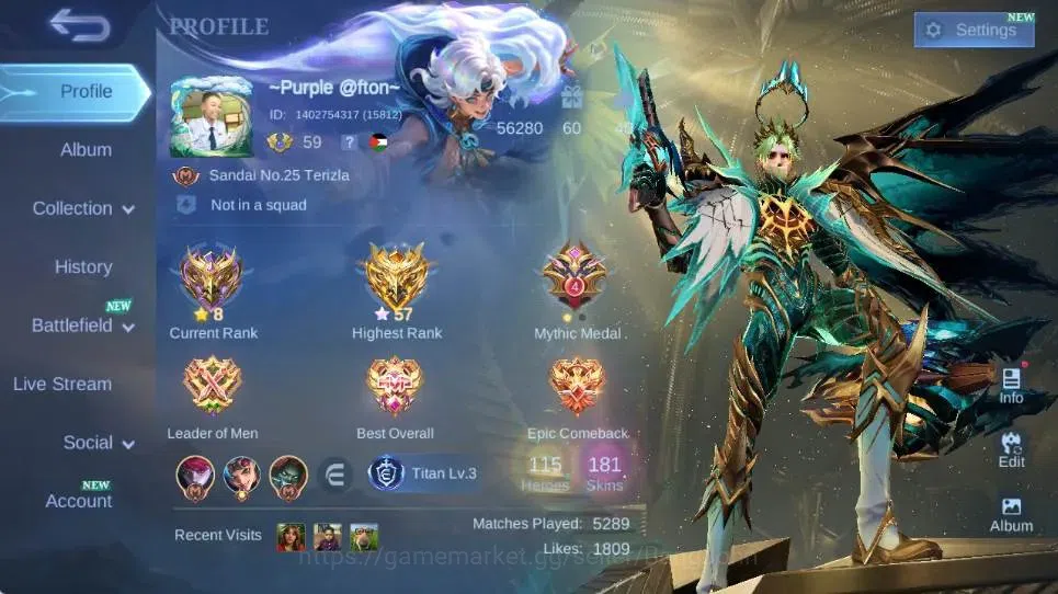 Mobile Legends: Bang Bang Accounts Global | Hero 115 | Skin 181 |Expert|Collector Nat image 14