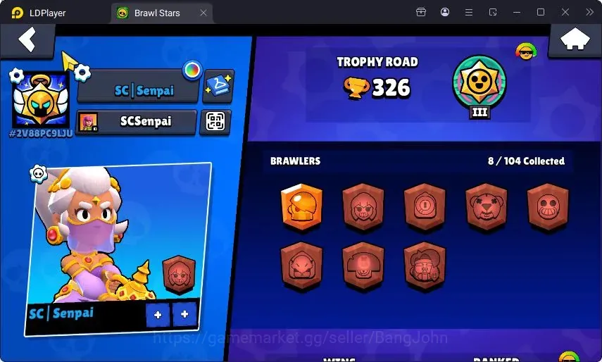 Buy Brawl Stars Accounts - Trophy 326 | 8 Brawler | 3 Max