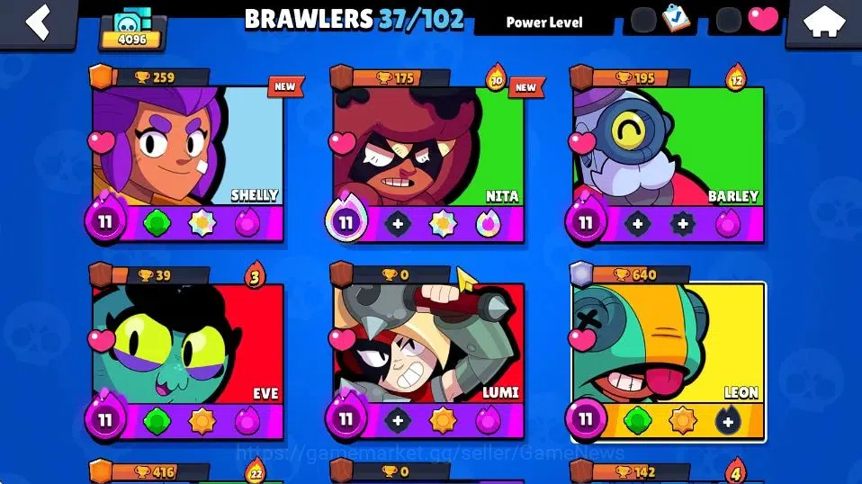 Brawl Stars Accounts 4096 Trophy|37 Brawlers 6 Max Lvl|10 Epic Skins [W image 3