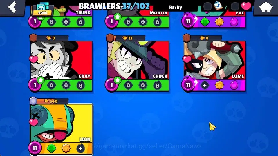 Brawl Stars Accounts 4096 Trophy|37 Brawlers 6 Max Lvl|10 Epic Skins [W image 4