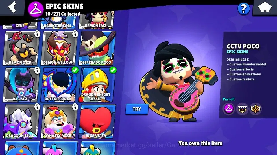 Brawl Stars Accounts 4096 Trophy|37 Brawlers 6 Max Lvl|10 Epic Skins [W image 8
