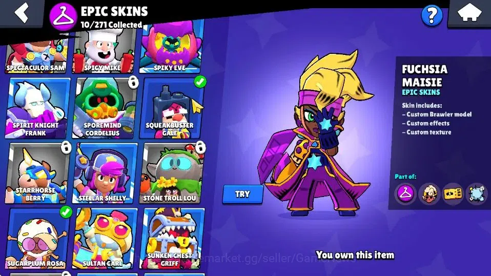 Brawl Stars Accounts 4096 Trophy|37 Brawlers 6 Max Lvl|10 Epic Skins [W image 9