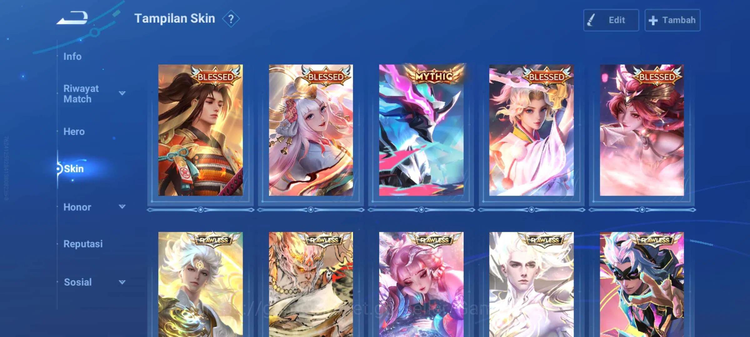 Honor of Kings Accounts Rare Skin WHALE VIP 9 x META SKINS: 8 FLAWLESS + 1 MYTHIC SKIN + 1 MYTHIC STONE | Many 1