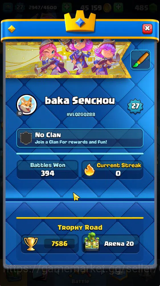 Clash Royale Accounts Midgame Lvl 27|Trophy 7586|KTL 10|Limited Skin|Card 98| 5 EVO 4 Champ 11 Legendary 25 Epic,29 Rare,29 2