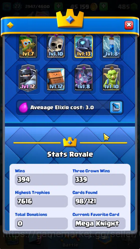 Clash Royale Accounts Midgame Lvl 27|Trophy 7586|KTL 10|Limited Skin|Card 98| 5 EVO 4 Champ 11 Legendary 25 Epic,29 Rare,29 3
