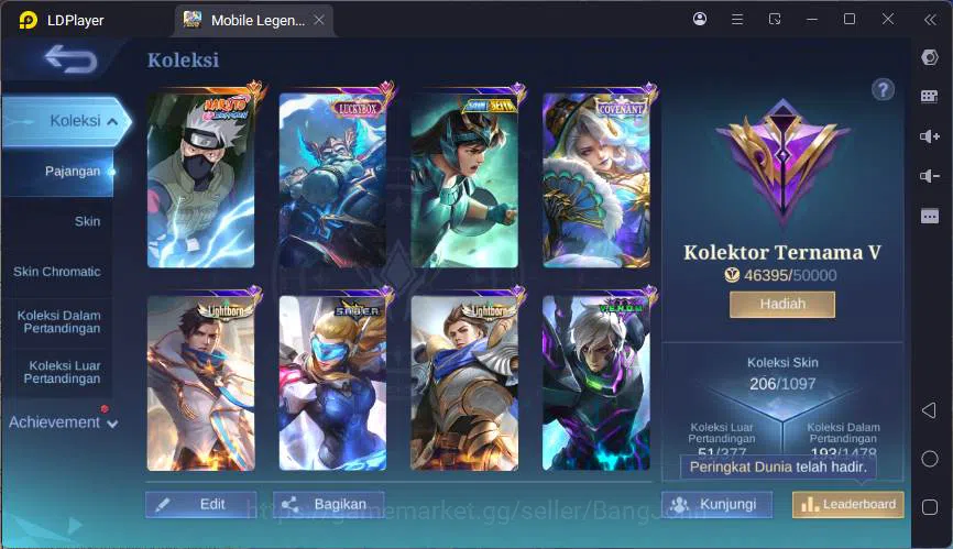 Mobile Legends: Bang Bang Accounts GLOBAL|Hero 116|Skin 206|Naruto Hayabusa,Kof Karin image 20