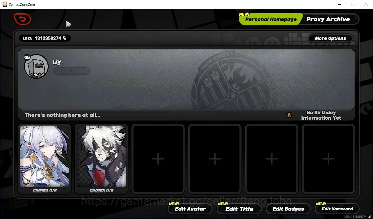 Zenless Zone Zero Accounts Starter Asia | Lv 06 | Velina Limited Lv 1, Anby Lv 10, 8 A-Class Lv 1| 30 Poly | TakeMail Check 2