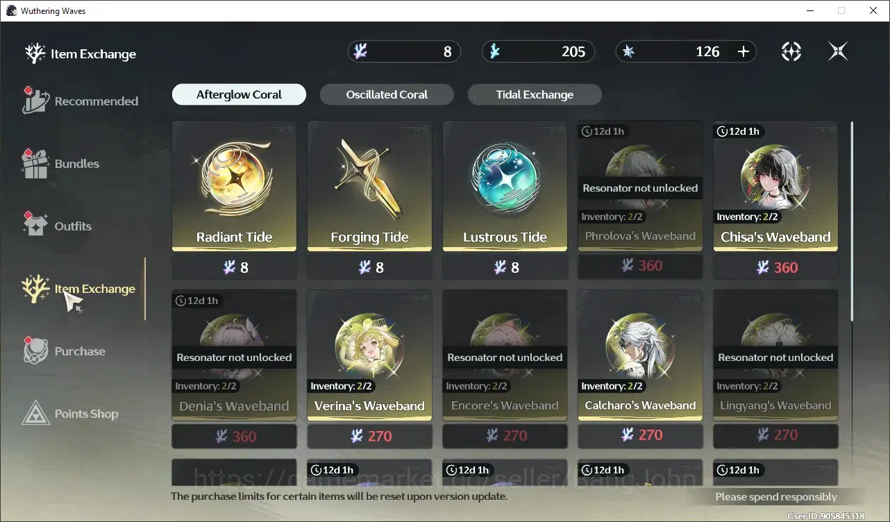 Wuthering Waves Accounts SEA|UL 8|Starter|2Limit Lynae+Chisa|DB lv4 |MC Fem image 3