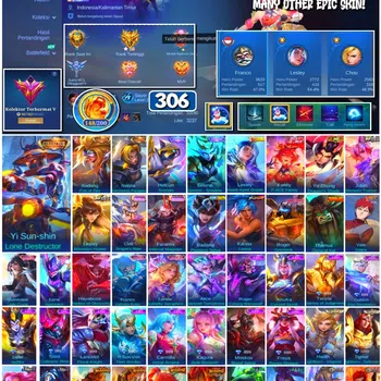 Mobile Legends: Bang Bang Collector #3625 306 Skins | 3 Collectors | Yin Sun Shin, Bad image 1