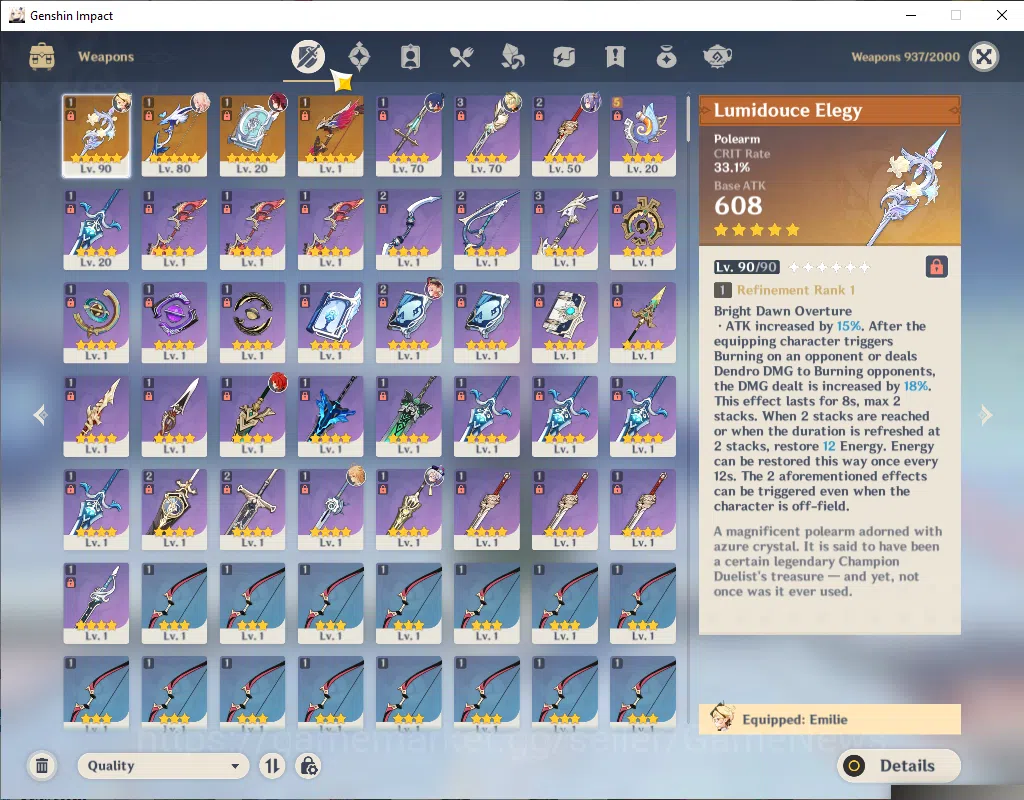 Genshin Impact Accounts ASIA|AR 53|3 Limited+4(*5Wep)|Emilie+Sign,Linnea,Y image 4