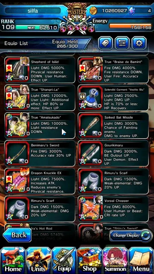 Grand Summoners Accounts End-Game Global|Rank 109|2 ART|29 Ascend 11 TW(Houka Inumuta,Shirou Emiya,LM Islid,Kenshin,Reimu,Su 16