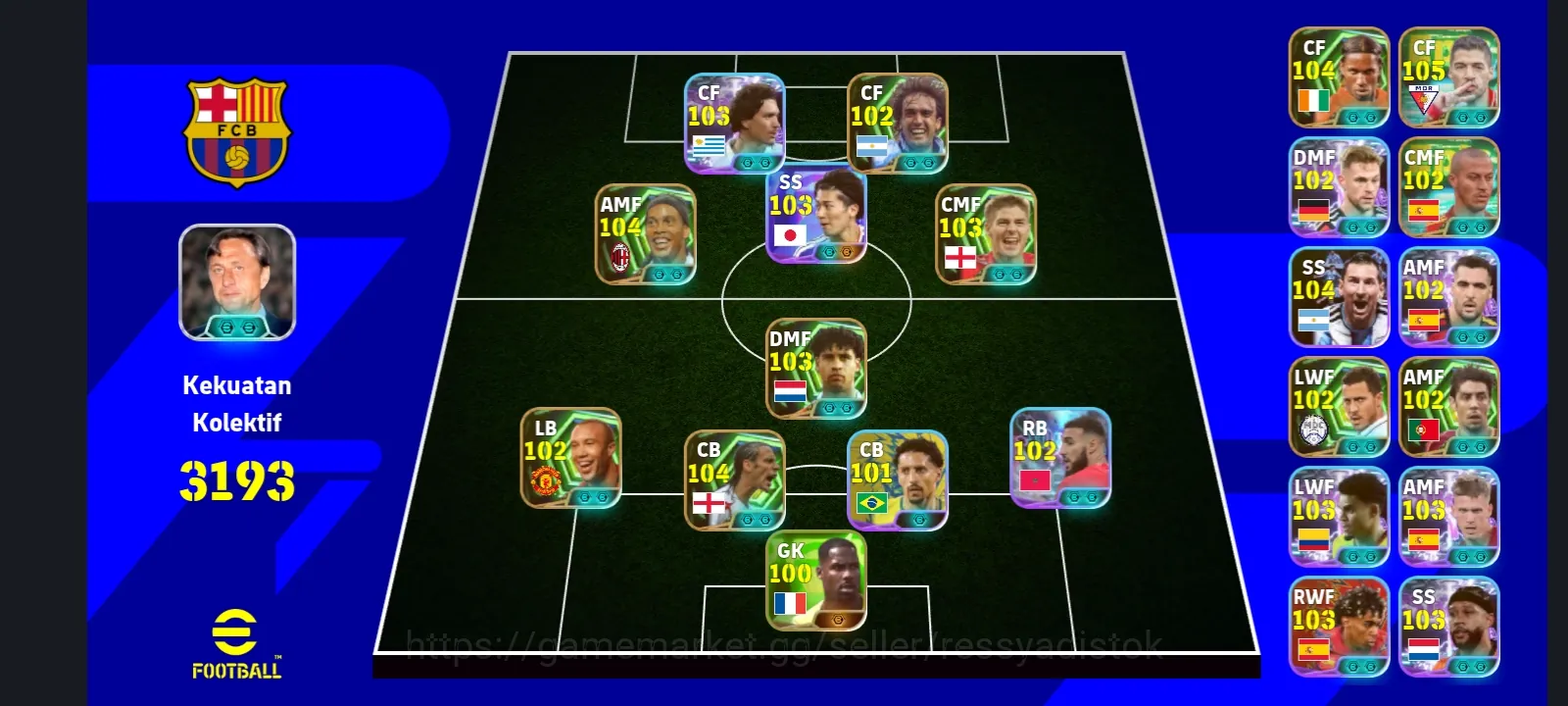 eFootball Accounts Legends & Iconic Players COLECTIVE 3193+ | NEW NAKAMURA KEITO x G BATISTUTA x RONALDINHO x D NUNEZ x S 1