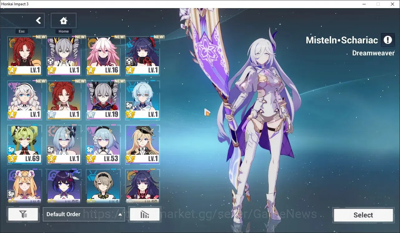 Honkai Impact 3rd Accounts Mid-Game SEA|Lvl 76|5K DM|3 Fullset|Seele Wings of Panacea4/4,Coralie VB4/4,Lunar 2