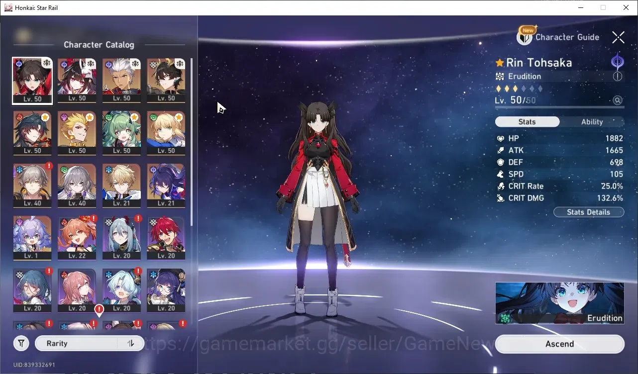 Honkai Star Rail Accounts Others Asia|60 SRS PASS +2 GC|TL 40|1 PremTeam|9 Limited (Rin Tohsaka,M 1