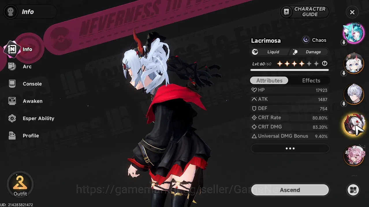 Neverness to Everness Accounts GLOBAL SEA|HL 44|TL 27|6 SSR 2 Limit[Lacrimosa,Hot image 2