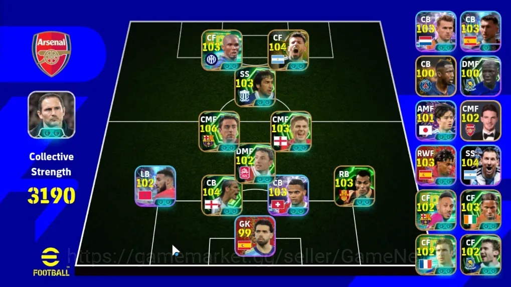 eFootball Accounts High-End Android|Power 3190|13 Epic Xavi,Eric Cantona,Samuel Eto'o,Sergio Aguero,Rio Ferdinand|11 1