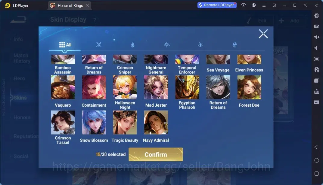 Honor of Kings Accounts Rare Skin Global|113H 179S|Flawless Frozen Lady Zhen,Precious AOT eren Zhang Fei,Limited KongMing 13