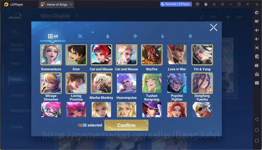 Honor of Kings Accounts Rare Skin Global|113H 179S|Flawless Frozen Lady Zhen,Precious AOT eren Zhang Fei,Limited KongMing 5
