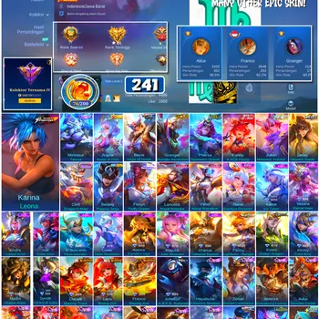 Mobile Legends: Bang Bang Accounts #4592 241 Skins | Floryn Fluffy Dream (SANRIO) | Karina Leona (KOF) | Badang Pegasus