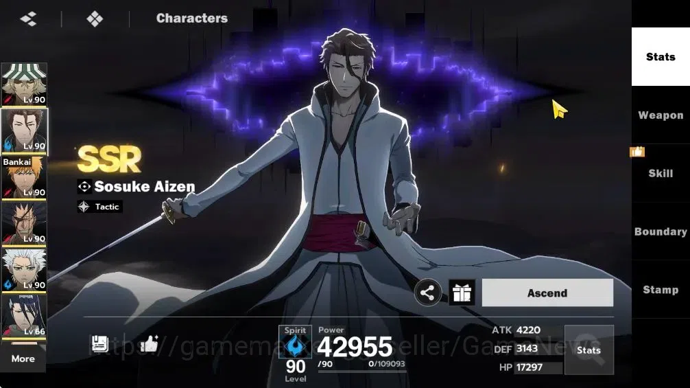 BLEACH: Soul Resonance Accounts NuverseSEA|LV 69|9 SSR [(AizenB1+SignG2,KisukeB2+S image 6
