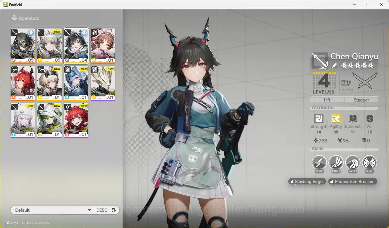 Arknights: Endfield Accounts Starter Lv2 Skipped Tutorial | ASIA |  Laevatain | Ardelia | MC Female 6-Star Wedge Perlica 2