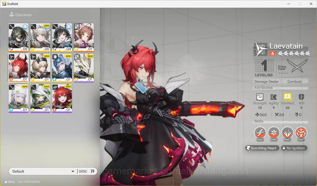 Arknights: Endfield Accounts Starter Lv2 Skipped Tutorial | ASIA |  Laevatain | Ardelia | MC Female 6-Star Wedge Perlica 3