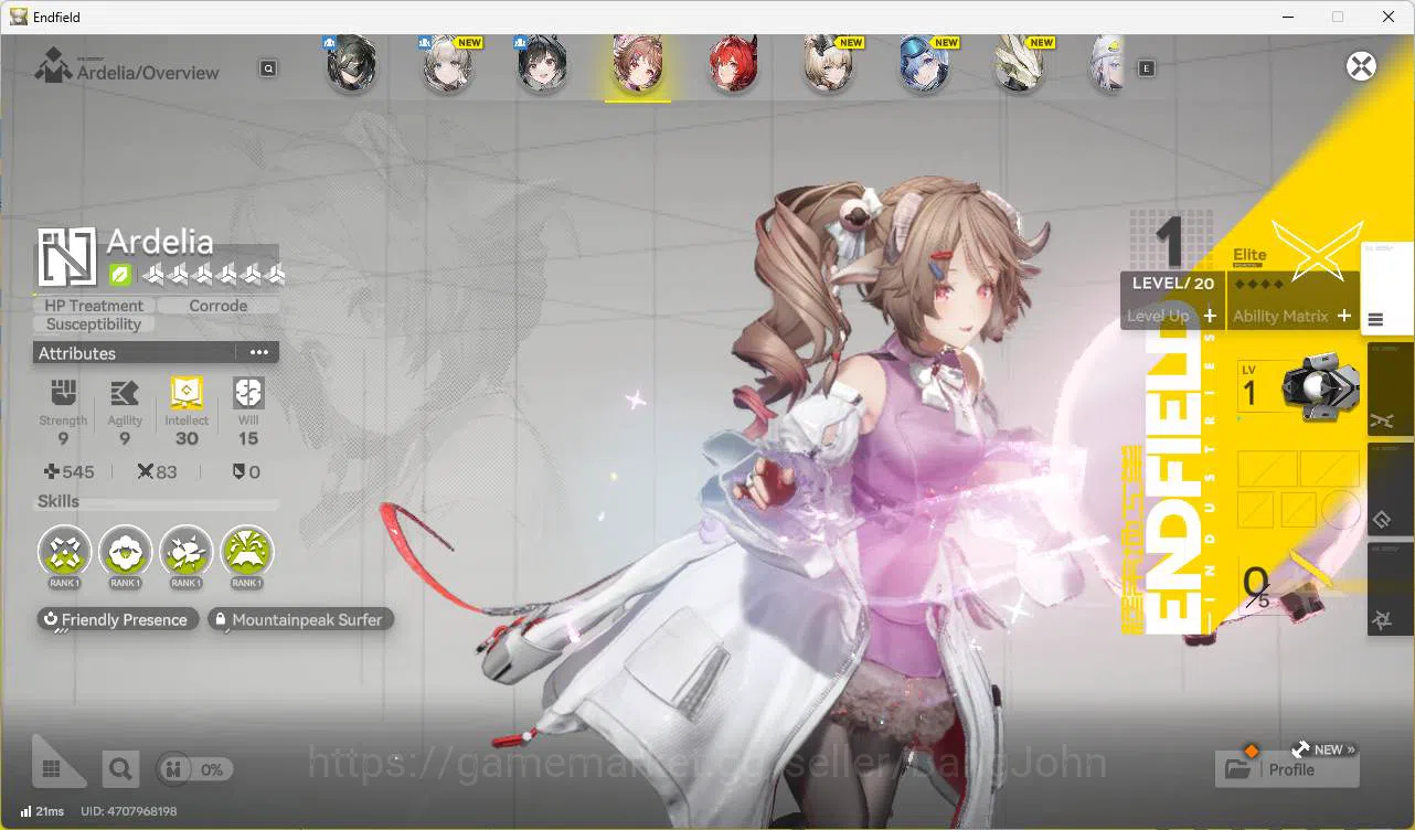 Arknights: Endfield Accounts Starter Lv2 Skipped Tutorial | ASIA |  Laevatain | Ardelia | MC Female 6-Star Wedge Perlica 4