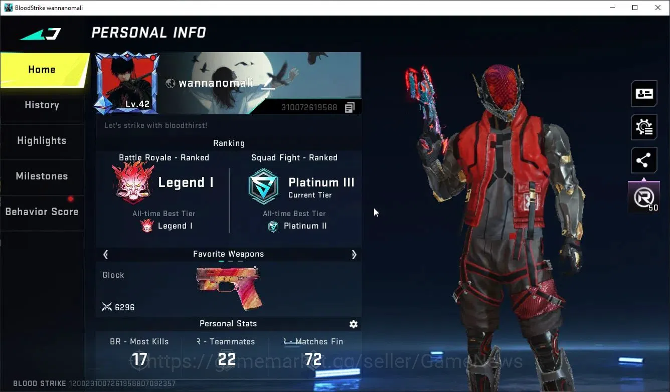Blood Strike Accounts Collab Skin ASIA|ETERNAL DeAgle+Collab Enzo-Kraken,TR MCX,FN2000K,JACK|3 ULTRA[2 PitchStrike,Zero]|LMT 2