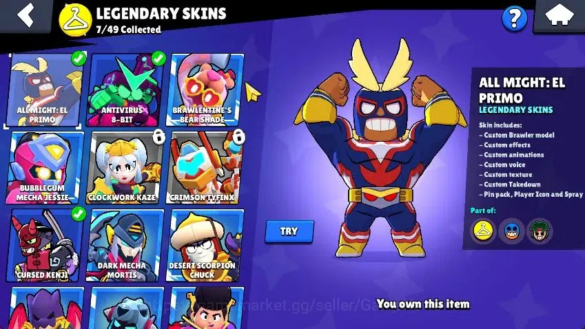 Brawl Stars Accounts Lvl 100|23K Trophy|87 Brawlers 24 MAX Lvl|6 Hypch Skins [LEdgar,LMortis,3 Rico] 7Legend 7Myth 12