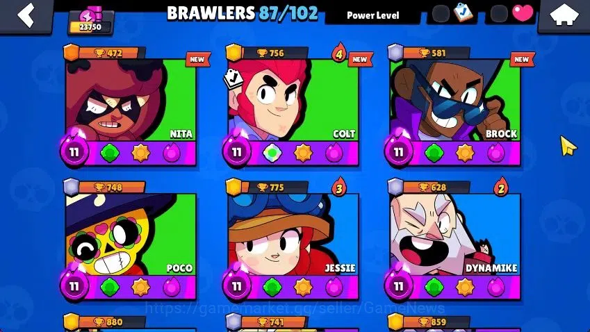 Brawl Stars Accounts Lvl 100|23K Trophy|87 Brawlers 24 MAX Lvl|6 Hypch Skins [LEdgar,LMortis,3 Rico] 7Legend 7Myth 6