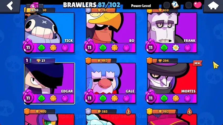 Brawl Stars Accounts Lvl 100|23K Trophy|87 Brawlers 24 MAX Lvl|6 Hypch Skins [LEdgar,LMortis,3 Rico] 7Legend 7Myth 7