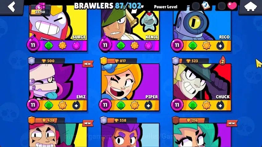 Brawl Stars Accounts Lvl 100|23K Trophy|87 Brawlers 24 MAX Lvl|6 Hypch Skins [LEdgar,LMortis,3 Rico] 7Legend 7Myth 9