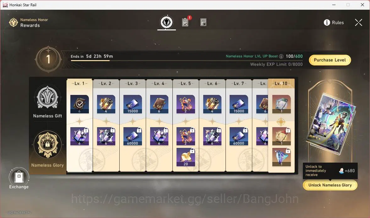 Honkai Star Rail Accounts Others ASIA|TL 60|10 Limit|Jade 2089|Hypercarry 3