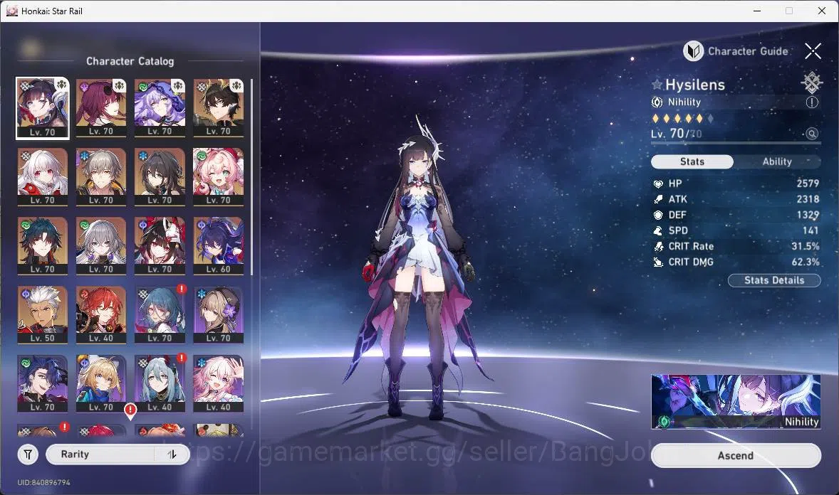 Honkai Star Rail Accounts Others ASIA|TL 60|10 Limit|Jade 2089|Hypercarry 5