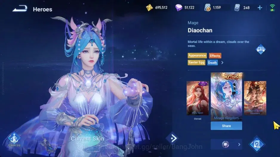 Honor of Kings Accounts Global | 112H 235S | MYTHIC Diaochan, LEGEND Li Xi image 13