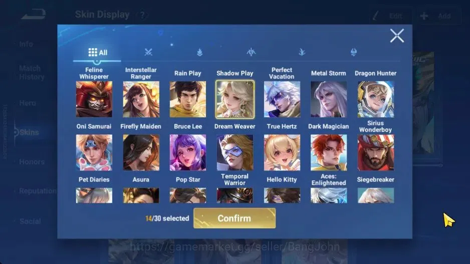Honor of Kings Accounts Global | 112H 235S | MYTHIC Diaochan, LEGEND Li Xi image 14