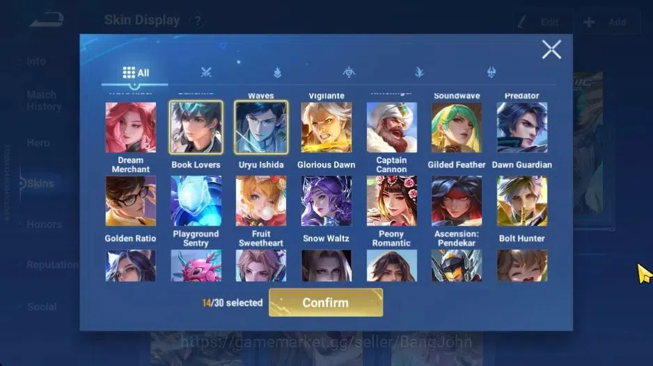 Honor of Kings Accounts Global | 112H 235S | MYTHIC Diaochan, LEGEND Li Xi image 15