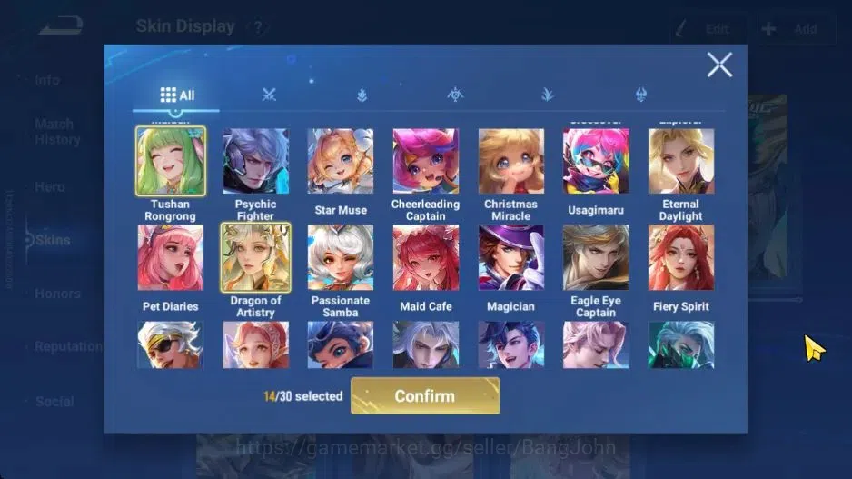 Honor of Kings Accounts Global | 112H 235S | MYTHIC Diaochan, LEGEND Li Xi image 16