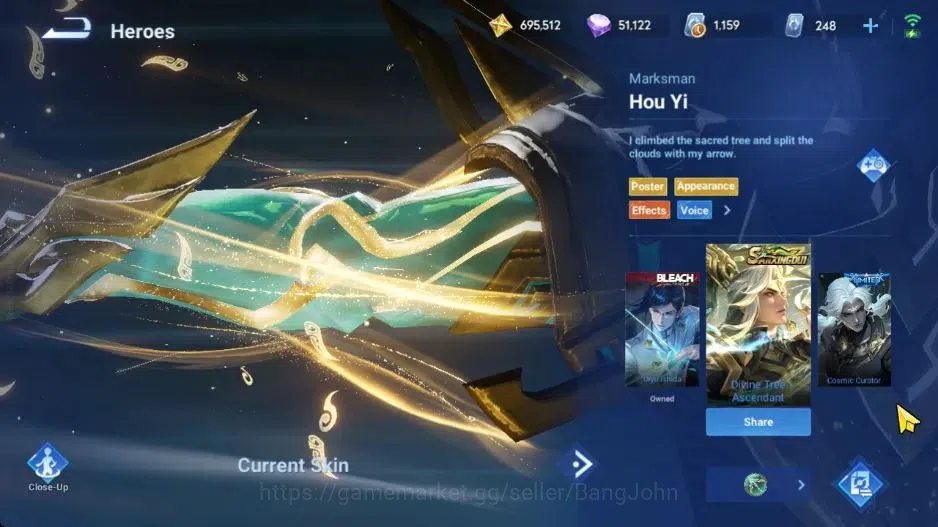 Honor of Kings Accounts Global | 112H 235S | MYTHIC Diaochan, LEGEND Li Xi image 6