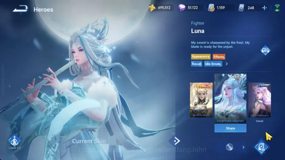 Honor of Kings Accounts Global | 112H 235S | MYTHIC Diaochan, LEGEND Li Xi image 7