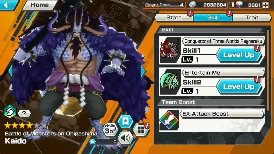 One Piece Bounty Rush Accounts High-End Global | EX 3 | PR 4 | Monkey D. Luffy Lv.60/60,Kaido Lv.1/60,Kuzan Lv.70/70 | RD 6