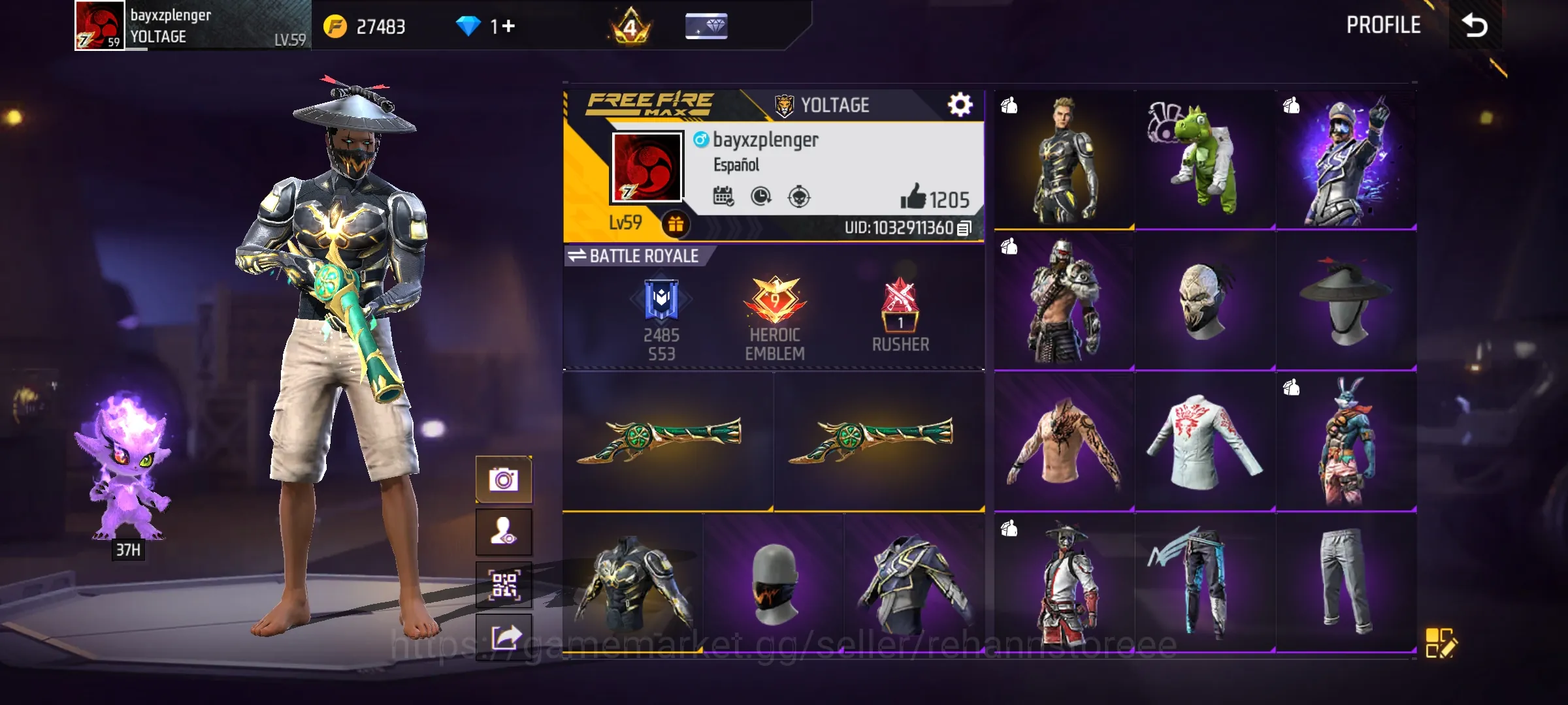 Free Fire Accounts AKUN 6 YEARS OLD - BUNDLE SEMUA OLD - M1887 TROMPET - BUNDLE SUPER IDAMAN 1