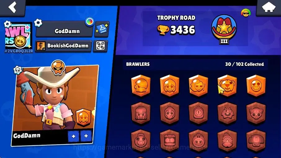 Brawl Stars Accounts 3436 Trophy|30 Brawlers 1Max Brawlers [Edgar] |11 Skins|2 Rare Skins|3,8K Bling|9,3K Coins|CN ON|Take 12