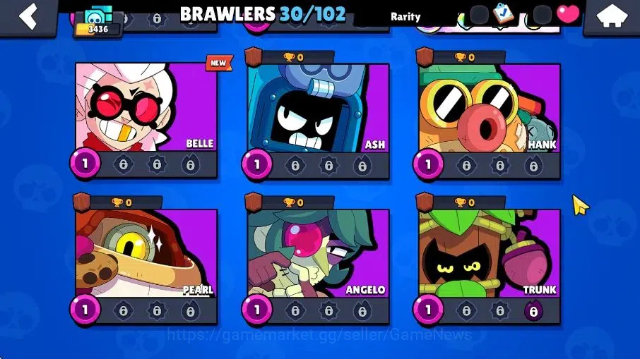 Brawl Stars Accounts 3436 Trophy|30 Brawlers 1Max Brawlers [Edgar] |11 Skins|2 Rare Skins|3,8K Bling|9,3K Coins|CN ON|Take 6
