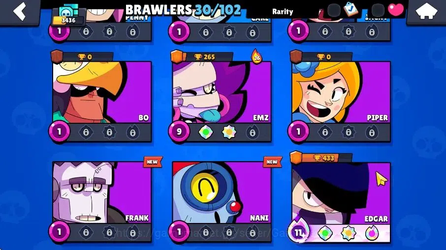 Brawl Stars Accounts 3436 Trophy|30 Brawlers 1Max Brawlers [Edgar] |11 Skins|2 Rare Skins|3,8K Bling|9,3K Coins|CN ON|Take 7