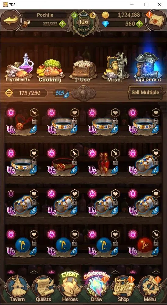 The Seven Deadly Sins: Grand Cross Accounts Others GLOBAL|1,724,188 Power | 560 Diamonds | LR: Rem, Emilia | UR: Mael 2