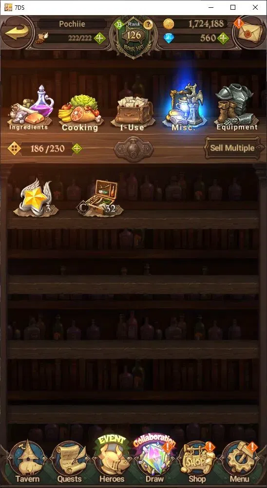 The Seven Deadly Sins: Grand Cross Accounts Others GLOBAL|1,724,188 Power | 560 Diamonds | LR: Rem, Emilia | UR: Mael 3