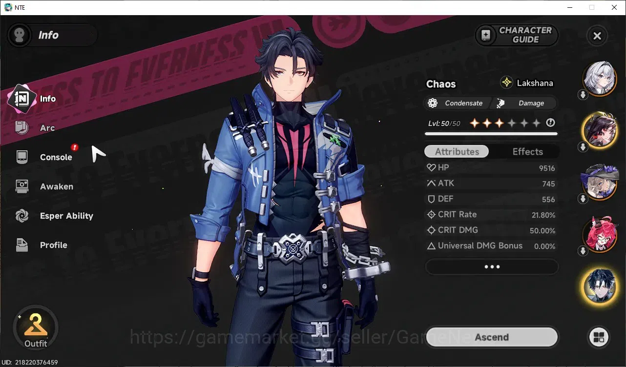 Neverness to Everness Accounts Global SEA|HL40|TL28|8 SSR([Chaos+Livery,Shinku]+Sign,Hotori,Nanally),DaffodilA1+Sign,etc|3 5